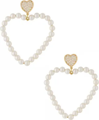Big Heart Imitation Pearl Drop Earrings