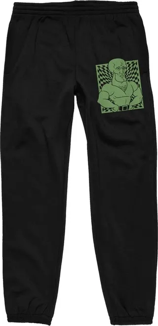Spongebob Squarepants Macho Squidward Men’s Black Graphic Joggers-Medium