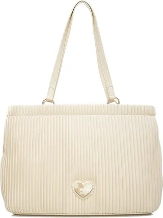 Love Moschino Logo Plaque Ribbed Tote Bag
