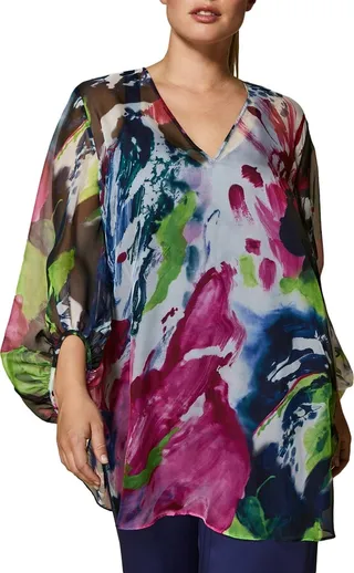 Firma Print Chiffon Tunic Blouse