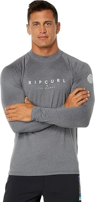 Rip Curl Shockwaves Relaxed Fit Long Sleeve UV Tee (Grey Marle) Men's Swimwear