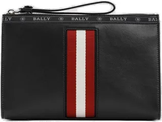 Bally Logo Tape Zipped Clutch Bag