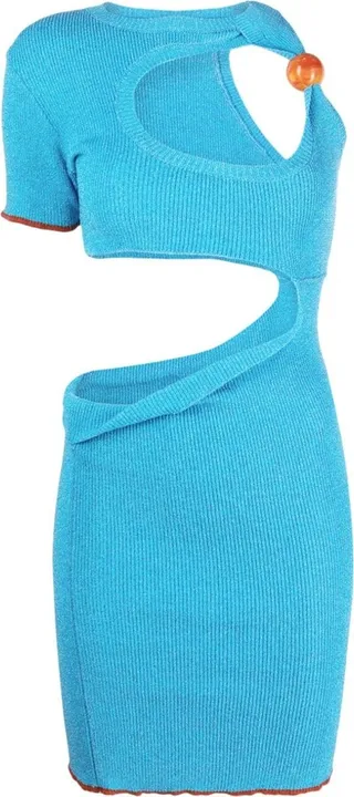 Ribbed-Knit Cut-Out Mini Dress