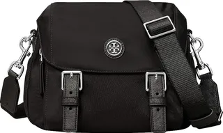 Tory Burch Virginia Small Messenger (Black) Handbags