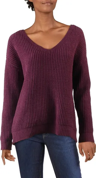 Womens Knitt Pullover V-Neck Sweater