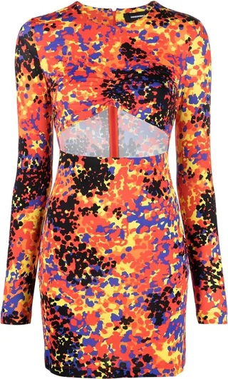 Abstract Print Cut-Out Minidress