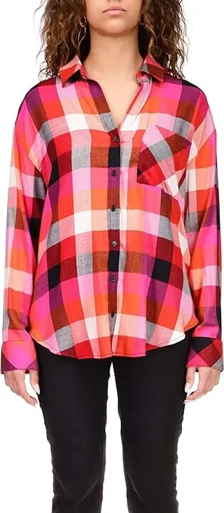 Sanctuary Slit Back Tunic (Rouge Plaid) Women's Clothing