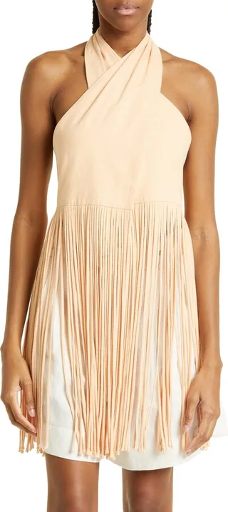 Fringe Linen Blend Halter Top