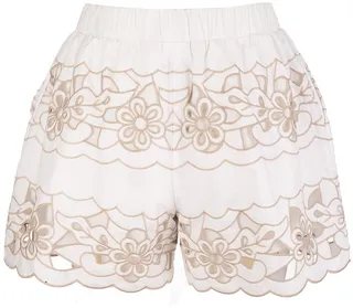 REDValentino Floral Cut-Out Embroidered Shorts