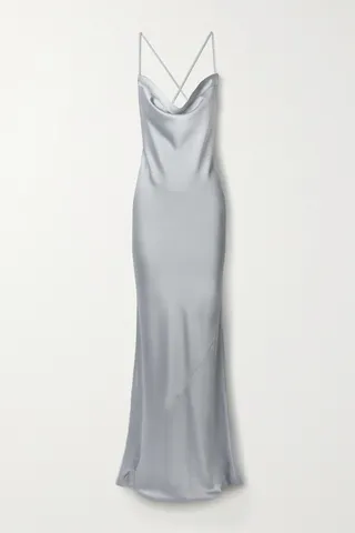 Norma Kamali - Open-back Draped Satin Gown - Silver