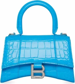 Hourglass crocodile-embossed shoulder bag