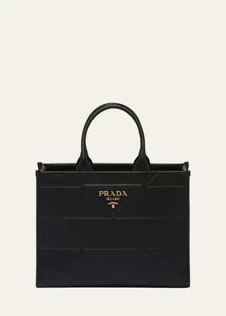 Triangle Leather Shopper Tote Bag