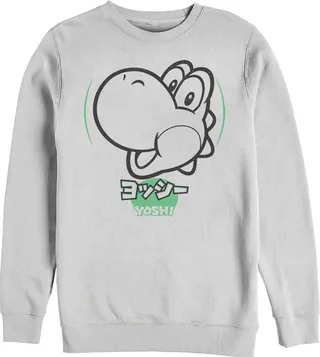 Men's Nintendo Super Mario Yoshi Kanji Sweatshirt - White - X Large