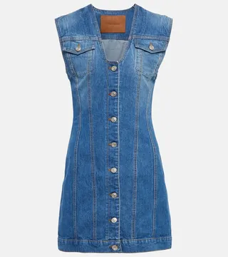 V-neck denim minidress