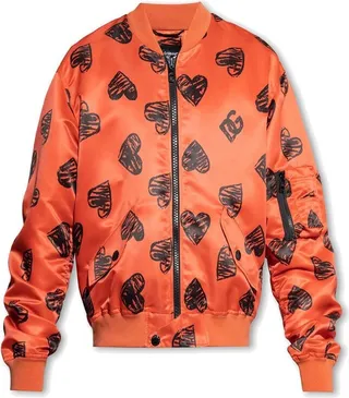 Dolce & Gabbana Heart-Printed Zipped Bomber Jacket
