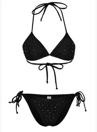 Black Triangle Stone Bikini Set TBESS24BT00068