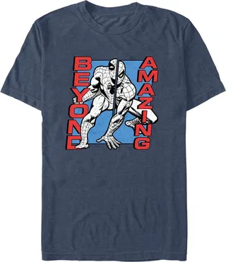 Men's Spider-Man: Beyond Amazing Split Panel T-Shirt - Navy Blue Heather - 2X Large