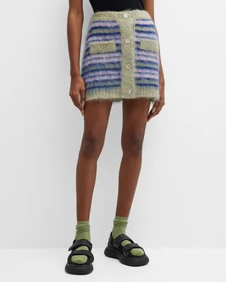 Striped Mohair Knit Mini Skirt