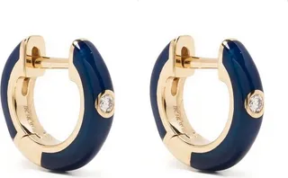 14kt Yellow Gold Diamond And Enamel Earring
