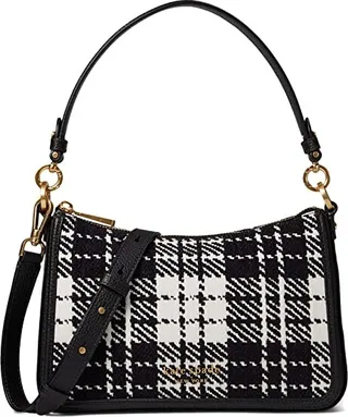 Kate Spade New York Hudson Plaid Medium Convertible Crossbody (Black Multi) Handbags