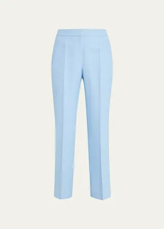 Gates Cropped Straight-Leg Crepe Pants