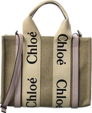 Chloe Woody Small Canvas & Leather Tote