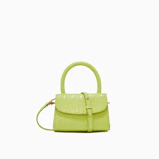 By Far Fold-Over Embossed Mini Shoulder Bag