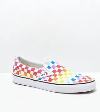 Classic Slip On in Checkerboard Rainbow