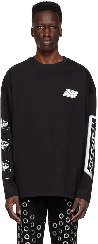 We11done Black Cotton Long Sleeve T-Shirt