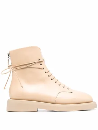 Lace-Up Leather Ankle Boots
