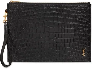 YSL croc embossed leather iPad holder