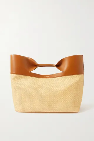 Alexander McQueen - The Bow Large Leather-trimmed Woven Tote - Brown