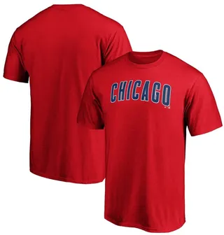 Men's Red Chicago Cubs Official Wordmark Logo T-shirt