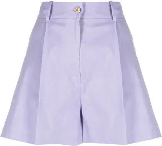Linen-Blend High-Waisted Shorts