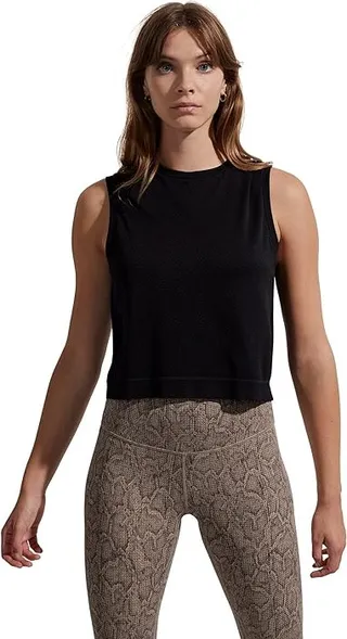 Varley Page Seamless Crop Tank (Black) Women's Clothing