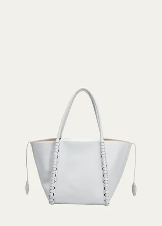 Le Hinge Medium Stud Leather Tote Bag