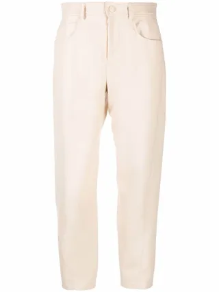 Straight Leg Faux Leather Trousers