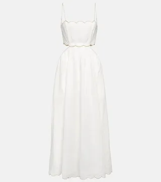 Cutout linen midi dress