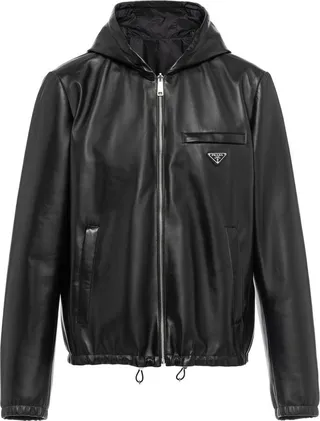 Reversible Hooded Leather Jacket