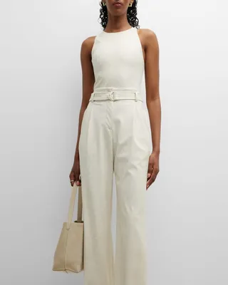 Snake-Textured Faux Leather Halter Bodysuit