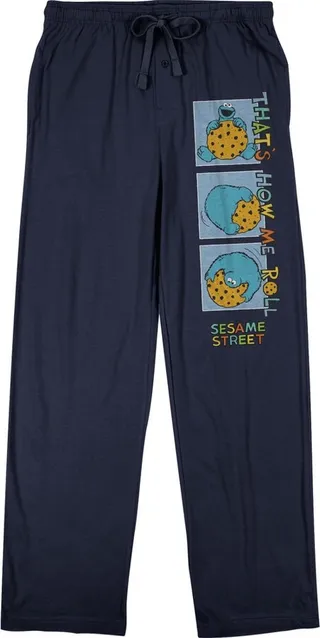 Sesame Street That's How Me Roll Men's Navy Sleep Pajama Pants-XXL