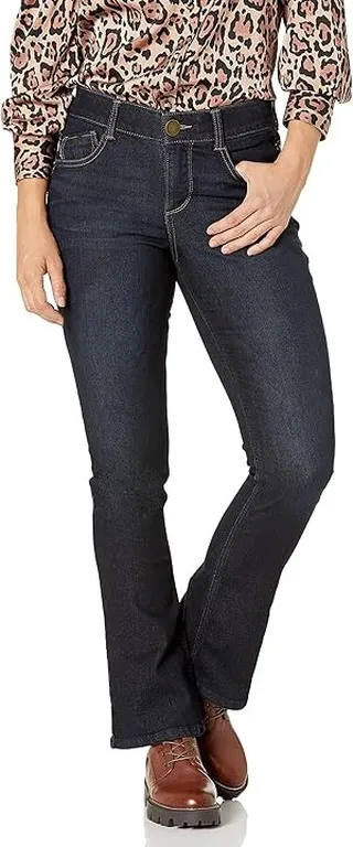 Democracy Women's Petite Ab Solution Itty Bitty Boot (Indigo) Women's Jeans