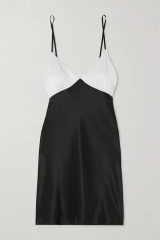 Maison Essentiele - 90s It Girl Two-tone Silk-satin Chemise - Black