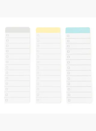 Checklist That Can Also Be Used as an Index of Sticky Notes, W 11.1 x 3.5 cm, 30 Sheets, Grey/Beige/Blue