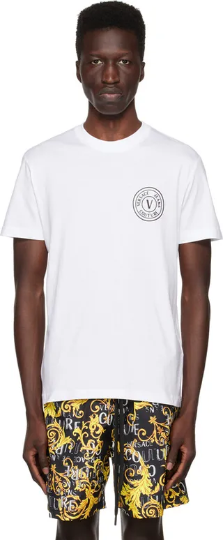 Versace Jeans Couture White V-Emblem T-Shirt