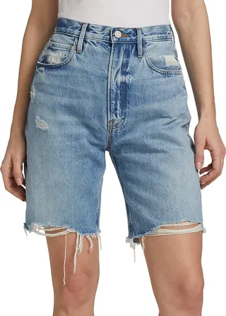 High Rise Denim Bermuda Shorts
