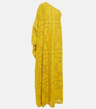 Cutwork one-shoulder gown