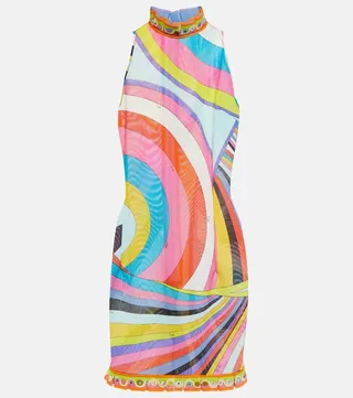 Printed halterneck minidress