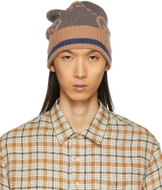 Gucci Blue & Brown Cashmere Beanie
