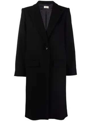 Peak-Lapels Single-Breasted Coat